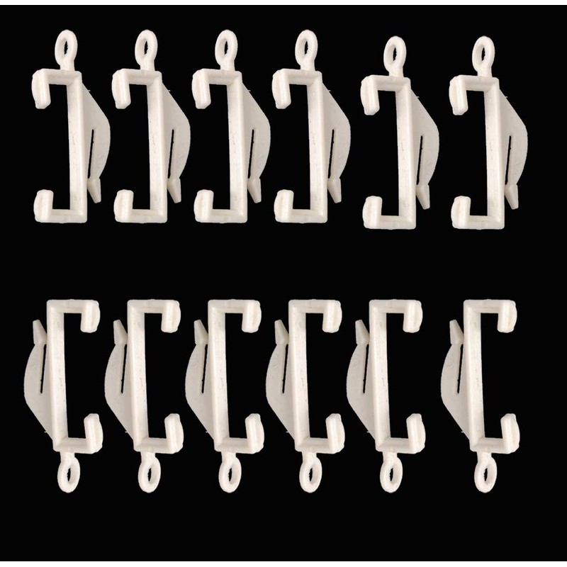 IPEAK Pack of 25 Curtain Rods Sliding Hooks Plastic White