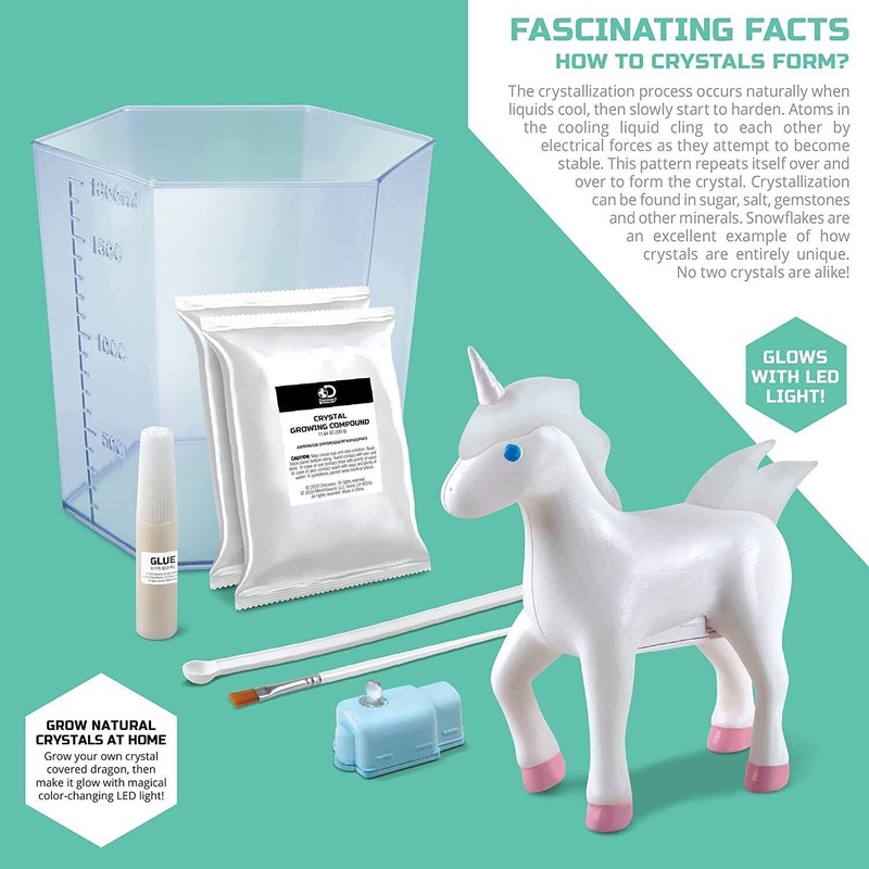 Discovery #MINDBLOWN Crystal Creatures Set, Lighted Unicorn Crystal Grow STEM...