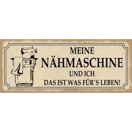 Ontrada Blechschild gewölbt 27x10cm Meine Nähmaschine und ich Metal Deko Geschenk Schild
