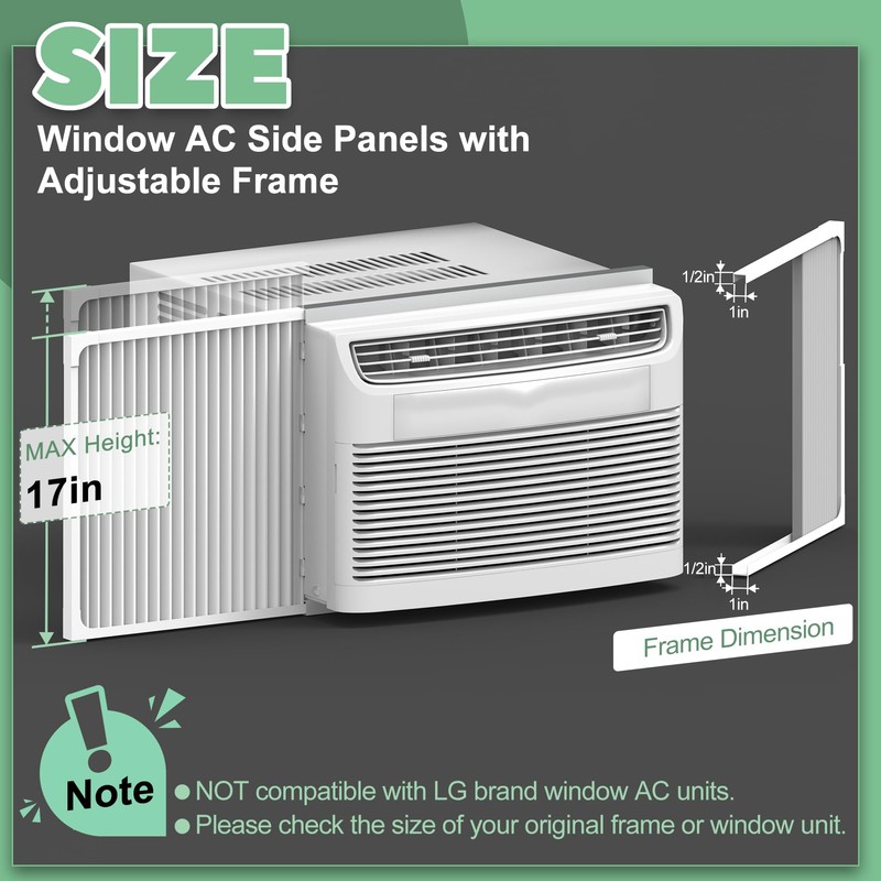 Memrita Window Air Conditioner Side Panels with Adjustable Frame, Universal