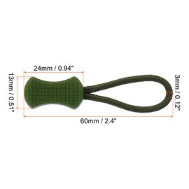 PATIKIL Zipper Pulls Replacement, 20 Pack Extension Cord Handle Fix Tab Tag Extender Fixer for Luggage Backpacks Jackets Handbags, Olive Green