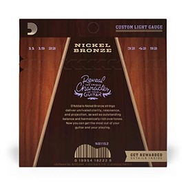 D'Addario Cuerdas de guitarra acústica de bronce y níquel, luz, 11-52