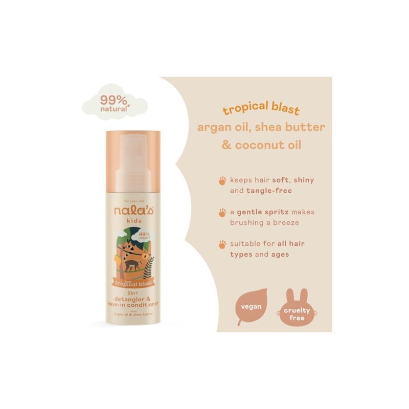 Nala's Kids Tropical Blast Detangler with Argan Oil, Shea Butter
