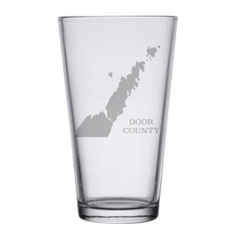 Door County Map Engraved Pint & Beer Glasses (Set of 2)