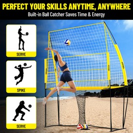 Volleyball Training Equipment, Adjustable Height Volleyball Net for Backyard Training - Portable Outdoor Practice Set with Durable Net & Tool-Free Setup for Serving, Hitting, and Spiking Practice