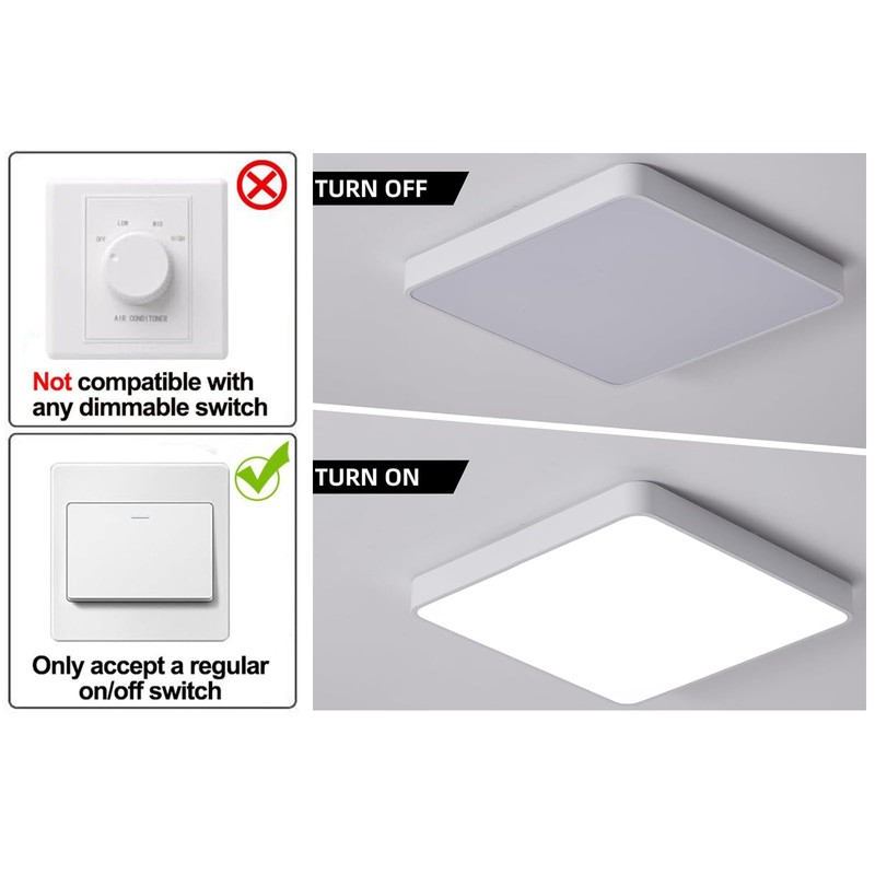 Ganeed 19.6 inch LED Ceiling Lights,39W Square Flush Mount Ceiling