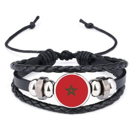 Morocco Black Leather Bracelet And Velvet Gift Bag