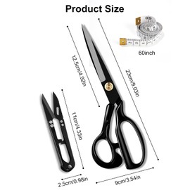 TIDEVAN 25.4 cm Scissors for Cutting Dressmaking Scissors Fabric Scissors Dressmaking Scissors Kit with Sharp Blades and Soft Handle for Cutting Fabrics, Leather, Material, Clothing, Changing