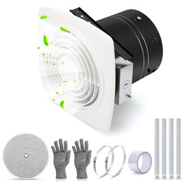 505 Bathroom Exhaust Fan, 8 Inch Fan with 200 CFM, White Vertical Discharge Ceiling Ventilation Fan, Bathroom Vent and Kitchen Exhaust Fan, Attic and Garage Ceiling Fan, Household Ventilation Fans