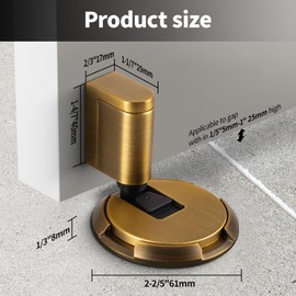 Yagman 2 Pack Windproof Door Stoppers Adjustable Bottom of Door Holder No Drilling Heavy Duty Mechanical Floor Door Stop with Screws and Adhesive Antique Brass 87006-AB-2