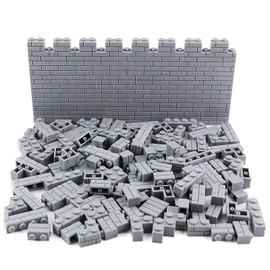 Feleph 260 Pieces Masonry Profile Bricks Set Building Blocks for Wall Parts and Pieces Diverse Bulk Toy Kit Compatible with Major Brands (Gray)