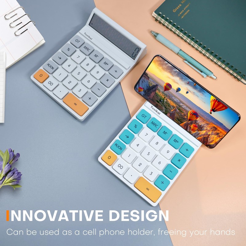 12-Digit LCD Desktop Calculator - Portable Handheld Basic Office Calculator