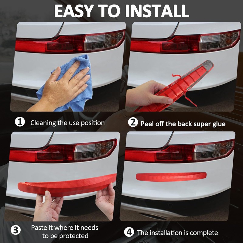 BokWin 4-Packs Black Anti-Collision Patch Bumper Guard Strip Anti-Scratch Bumper