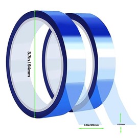 Visxcnu 2 Rolls Heat Tape for Sublimation Heat Resistant Tape Thermal Tape Blue No Residue Heat Tapes for Electronics Circuit Boards DIY Crafts (20mm x 33m)