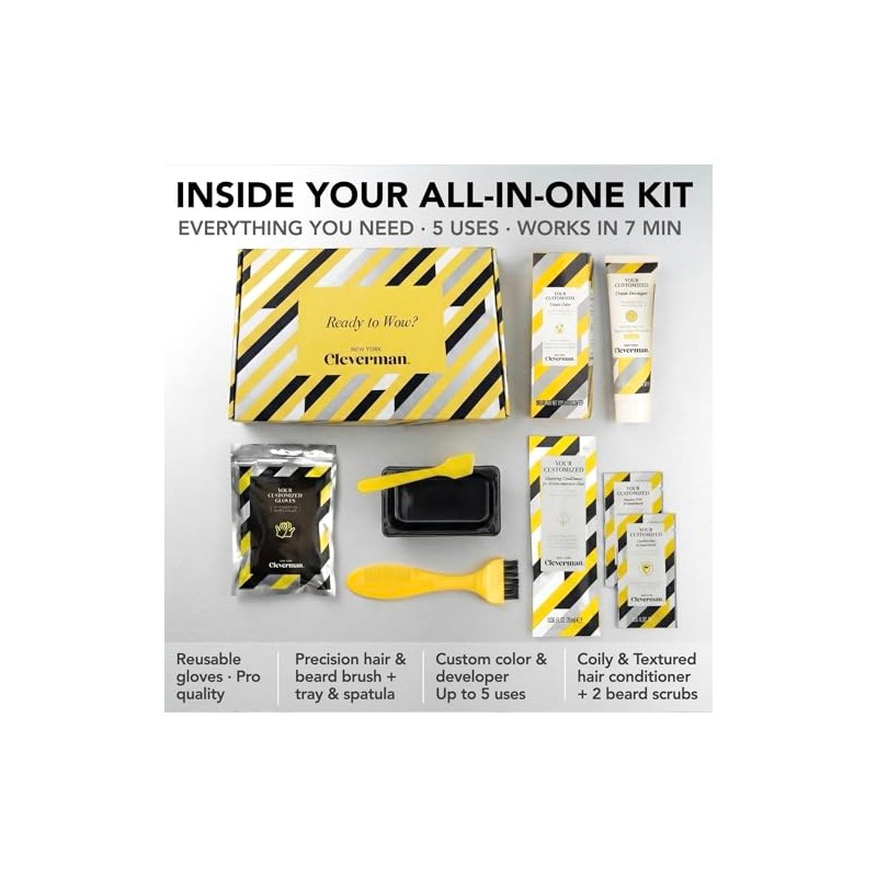 CLEVERMAN Kit De Tinte Para Cabello Y Barba Para Hombres,