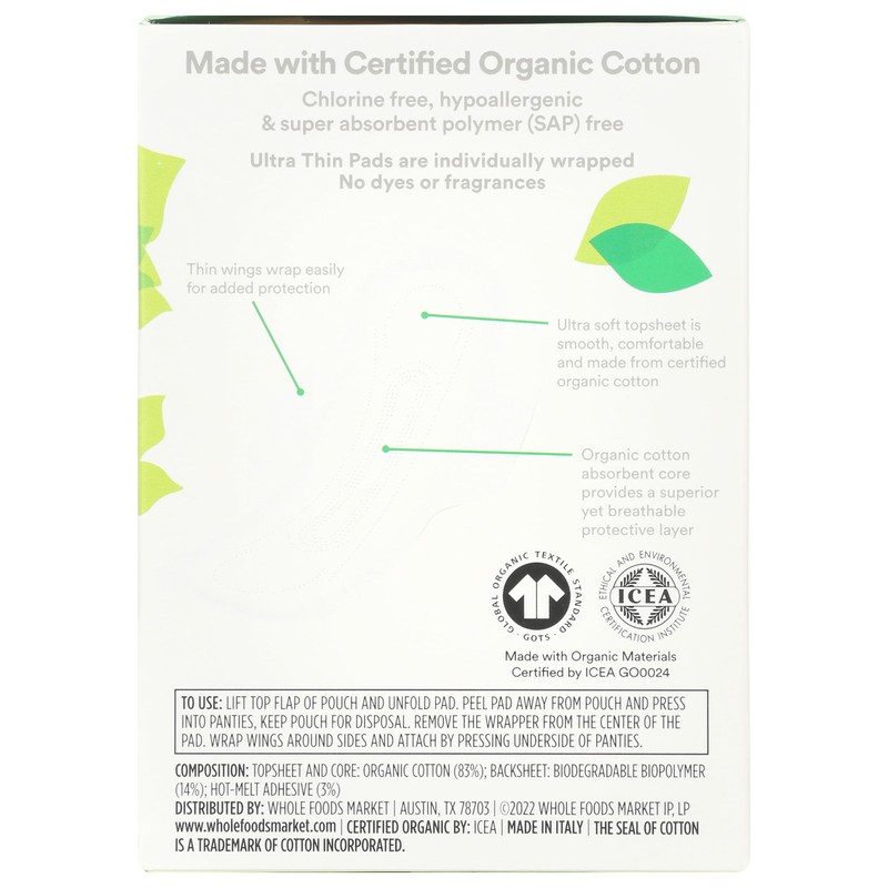 365 by Whole Foods Market, Ultra Thin Pads, Made with