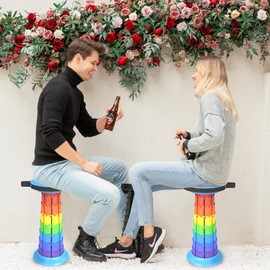 ALEVMOOM Portable Telescopic Stool Collapsible Stool with Cushion Retractable Folding Stool Lightweight Seat with 448lbs Load Capacity for Camping,Hiking,Fishing,Queue