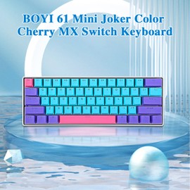 BOYI 60% Wired Mechanical Gaming Keyboard,61 Mini RGB Cherry MX Switch PBT Keycaps NKRO Programmable Type-C Hot Swappable Gaming Keyboard for Windows&Mac (Joker Color,Cherry MX Blue Switch)