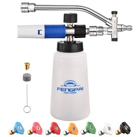FENG PAI Foam Cannon for Pressure Washer with Dual Connector Accessory & 7 Sprayer Nozzles, Dual Lance Soap Cannon, Double Tip Soap Attachment for Foam Blaster, 1/4" Quick Connect, 3600 PSI (White)