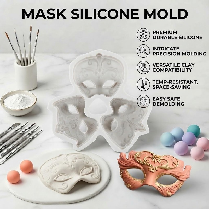 Masquerade Mask Polymer Clay Molds Dance Party Mask Silicone Mold