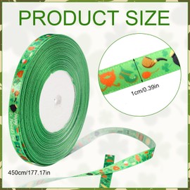 St Patrick Day Ribbon, 0.39x177.17in Green Clover Ribbon Luck Wired Edge Shamrock Ribbon Saint Patrick's Decor for Gift Wrapping Bow Wreath DIY Craft Sewing Party Decor