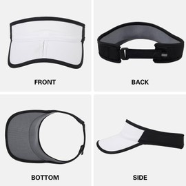 HH HOFNEN Sports Sun Visor Hats Men Women Foldable Brim Lightweight Packable Adjustable Visor Caps Running Golf Tennis White