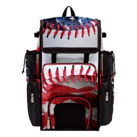 Boombah Superpack Bat Bag - Backpack Version (no wheels) - Holds 4 Bats - USA Baseball Represent Red/Royal Blue/White