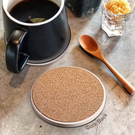 Coasters for Drinks, Ceramic Stone Coasters Set with Metal Holder Stand, Cork Base, Marble Surface Pattern, Cups Place Mats for Home Decor, Set of 6 - Black