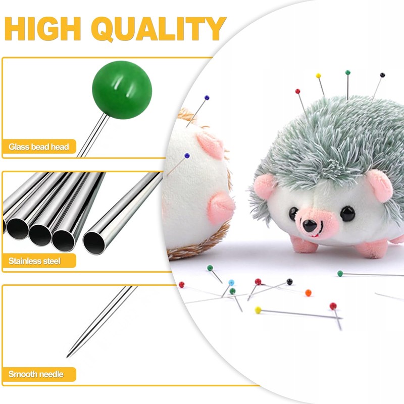 Quelcc Pack of 250 Pins with Head, 38 mm Colourful