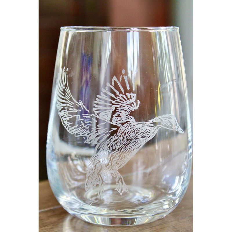 Duck Engraved Stemless Wine Glasses (Set of 2)