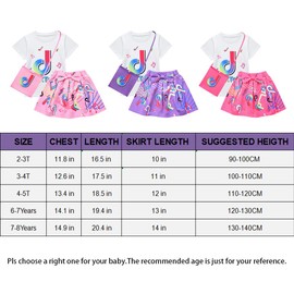 D.O.T 3pcs Tic Toc Girl Skirt Sets T Shirt Top Bowknot Skirt with Bag Outfits, Pink, 6-7 Years