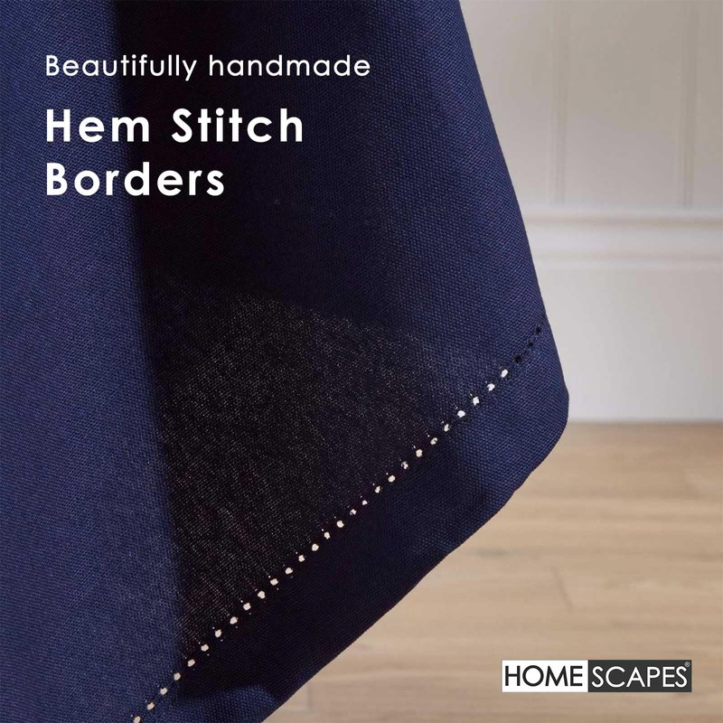 HOMESCAPES Blue Table Cloth, Plain Cotton Tablecloth, Square, Handcrafted &