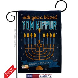 Breeze Decor Blessed Yom Kippur Garden Flag Pack The Day of Atonement in Judaism Repentance Prayer USA Vintage Applique House Banner Small Yard Gift Double-Sided, 13"x 18.5", Thick Burlap