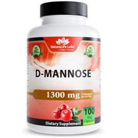 NaturaLife Labs Organic D-Mannose 1300 mg with Organic Cranberry Extract 100 mg