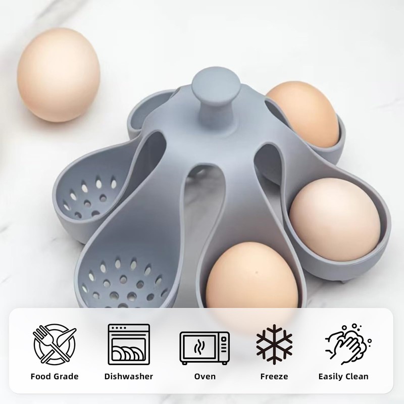 Silicone Egg Boiler Rack, Freestanding Egg Boiler Holder with 6
