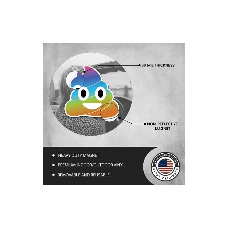 Magnet Me Up Rainbow Poop Emoticon Magnet Decal, Cute Self-Expression