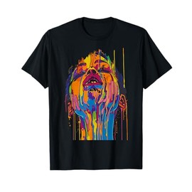 Cool African Woman Afro Color Painted Face Juneteenth Vibes T-Shirt