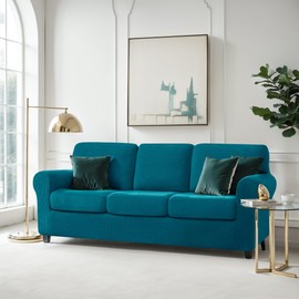 CHUN YI 7 Piece Couch Covers Sofa Covers Washable, Stretch Sofa Slipcovers for 3 Cushion Couch with Seperate Backrest and Cushion Covers, Anti Slip Furniture Protector for Dogs Pets (Large, Teal)
