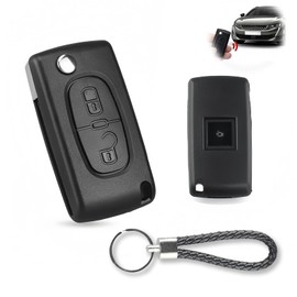 2 Tasten Schlüsselgehäuse Klappschlüssel Ersatz kompatibel mit CE0536 Ersatzgehäuse für Autoschlüssel mit Klappmechanismus und Transpondereinheit inkl. Leder-Schlüsselanhänger ohne Elektronik