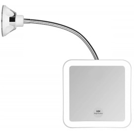 JiBen Square Flexible Gooseneck LED Lighted 10X Magnifying Makeup Mirror