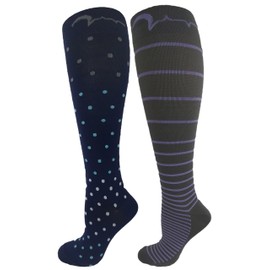 2 Pair Extra Soft Premium Quality Compression Socks, Moderate/Medium Graduated Compression 15-20 mmHg. Work, Sports, Travel Knee-High Socks, Mens and Womens Comfort Blend: Size Medium