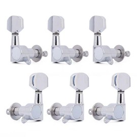 Guitar Pegs Set of 6 Bass Pegs Acoustic Pegs Fully Sealed Knobs with Washers, Screws and Nuts for Easy and Quick Installation Smooth Feeling for Electric and Acoustic Guitar, Chrome Frenflu