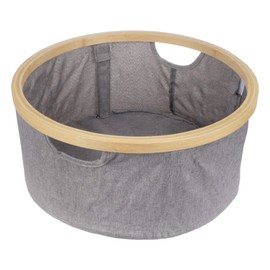 Foldable Bamboo Laundry Hamper without Lid - Decor Essentials for Any Room - Small - Circular - Gray