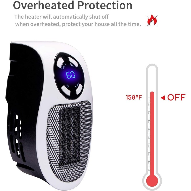 Wall Space Heater 450W Remote Portable Electric Heater with Programmable