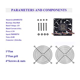GUIANDJING 8025 Cooling Fan 80mm X 25mm DC 12V PWM 4Pin Ball Bearing Brushless