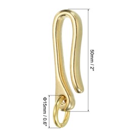[PATIKIL] U Hook Key Chain 2" Length Solid Brass Wallet Holder Belt Clip Fish Hook Keychain for Wallet Chain Pocket