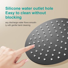 AULEEND 6 Inch Round Rain Shower Head, High Flow Stainless Steel Rainfall Shower Head, High Pressure Design (D-Matte Black)