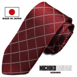 Michikorondon mk-007-B Necktie Brand, Made in Japan, Made in Japan KOSHINO Checkered Pattern, 100% Silk, Present, Gift, Stylish, Suit Jacket, Unisex, Unisex, Compatible, navy