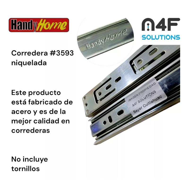 Handyhome Corredera Cajón Handy Home 60cm X 3.5cm 1paquete 2pz
