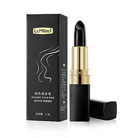 Lamilee - Lápiz de color para raíces de una sola vez, tinte para el cabello, cobertura instantánea, color gris raíz, color de pelo modificado, crema temporal, color blanco, 3,8 g (negro)